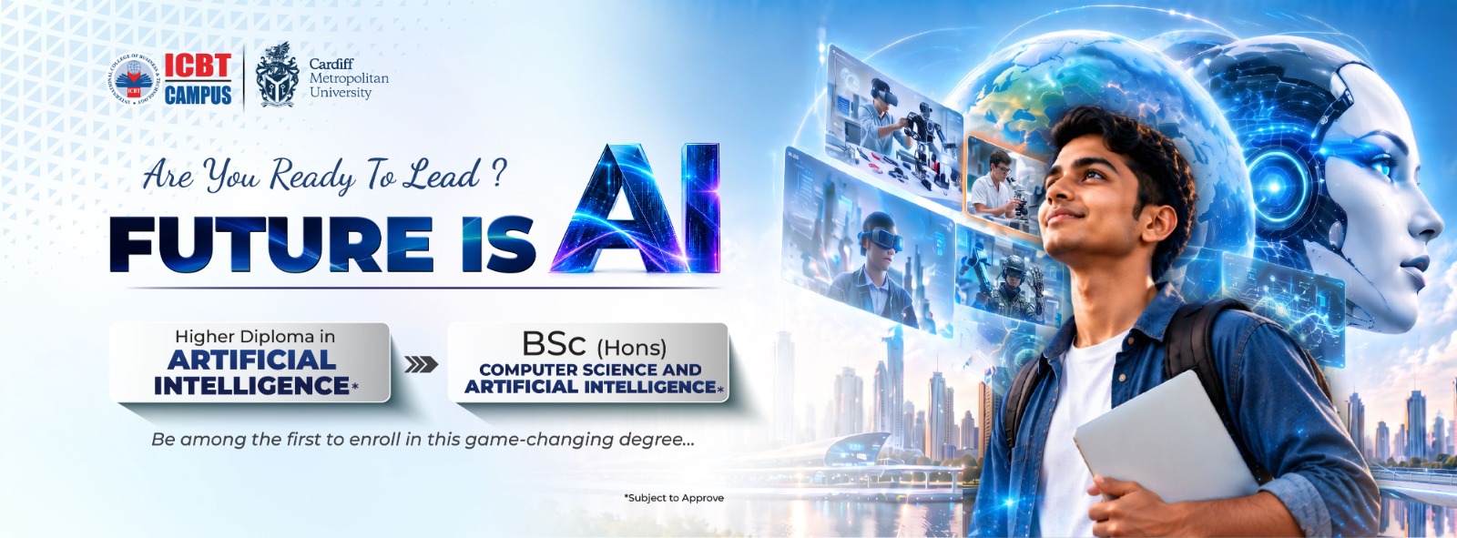 cover image of BSc (Hons) Computer Science & Artificial Intelligence and Higher Diploma Artificial Intelligence at ICBT campus